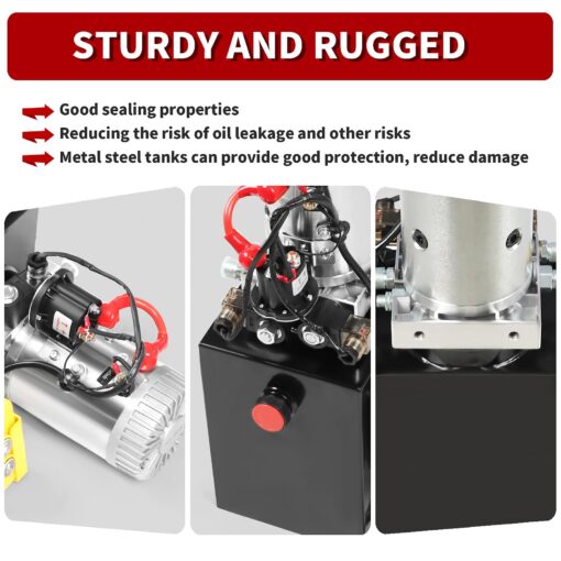 Nakkaa 12V DC Hydraulic Power Device 8 Quart/ 10 Quart/ 13 Quart Hydraulic Dump Trailer Pump for Lifting and Lowering Dump Trailer Trucks Single/Double Acting (13 Quart Single) - Image 6