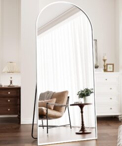 ZMYCZ Full Length Mirror, 71"x30" Arched Floor Mirror, Oversized Standing Mirrors, Hanging or Leaning Against Wall Mounted Mirrors, Large Full Body Mirror with Aluminum Frame for Bedroom (White)