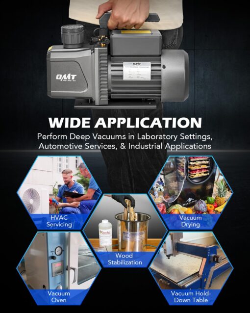 Orion Motor Tech 2 Stage Vacuum Pump, 9 cfm 3/4 hp HVAC Rotary Vane Vacuum Pump with 1.5 Micron Ultimate Vacuum, Two Stage Air Vacuum Pump for R22 R134a R410a HVAC Servicing - Image 6