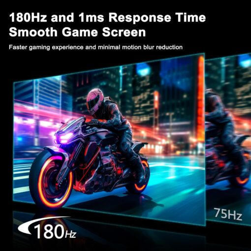 SANSUI 27 Inch WQHD 2560 x 1440 IPS Gaming Monitor, 180Hz 1ms Computer Monitor, DP 1.2 x2 | HDMI 2.0 x2 | VESA Mount, 120% sRGB HDR Eye Care Metal Stand (ES-G27F2Q, DP Cable Included) - Image 9