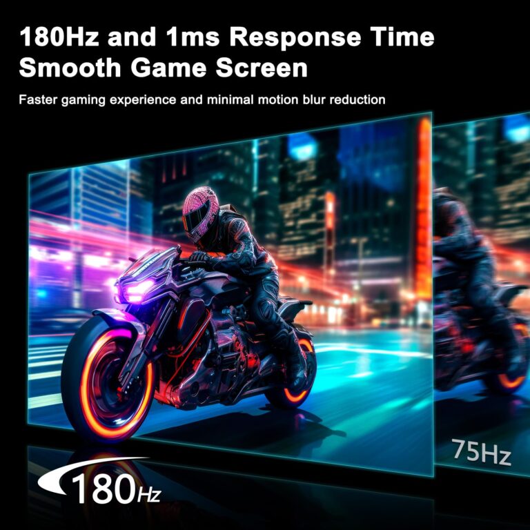 SANSUI 27 Inch WQHD 2560 x 1440 IPS Gaming Monitor, 180Hz 1ms Computer Monitor, DP 1.2 x2 | HDMI 2.0 x2 | VESA Mount, 120% sRGB HDR Eye Care Metal Stand (ES-G27F2Q, DP Cable Included) - Image 9