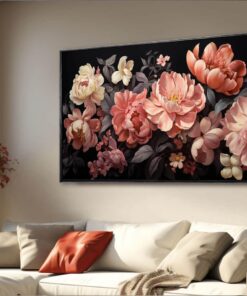Flower Wall Decor Pink and White Botanical Painting Home Decor Aesthetic Framed Artwork for Living Room Bedroom Office Room Decor 24"x 48"