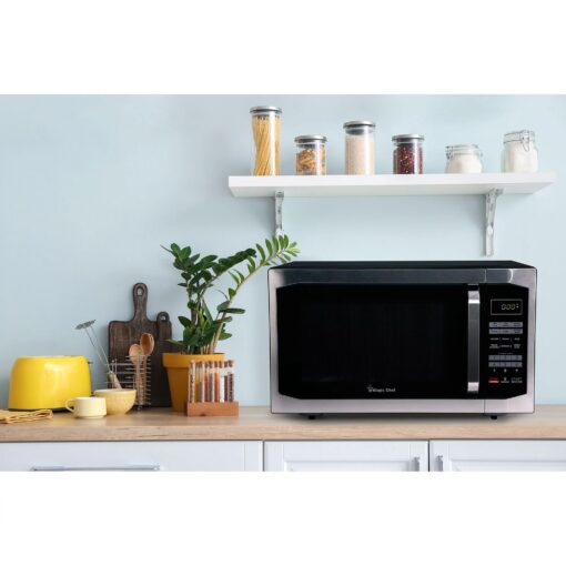 Magic Chef Countertop Microwave Oven, Small and Compact, 1100 Watt, 1.6 Cu Ft, Steel - Image 4