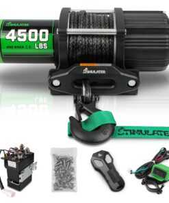STIMULATER 4500LB ATV Winch with Synthetic Rope, with Wireless Remote and Wired Switch,with Hawse Fairlead,with Hook,IP67 Waterproof,Suitable for Most ATVs and UTVs