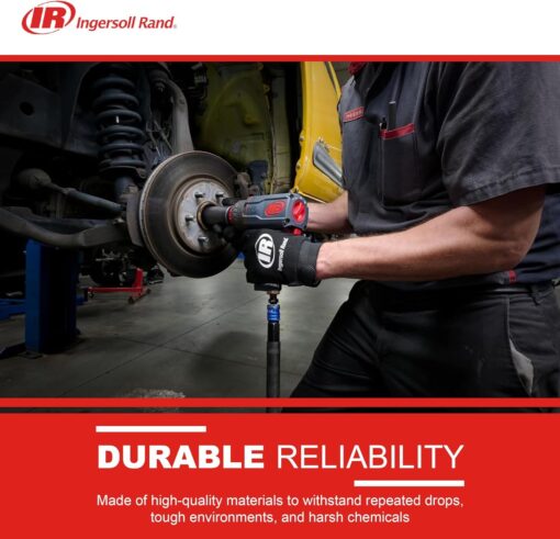 Ingersoll Rand 2236QTIMAX DXS2 1/2" Air Impact Wrench, Quiet, 1,500 ft-lb Torque, Titanium Hammer Case, Friction Ring Retainer, Pistol, Interchangeable Anvil, Multifunctional Tool - Image 5