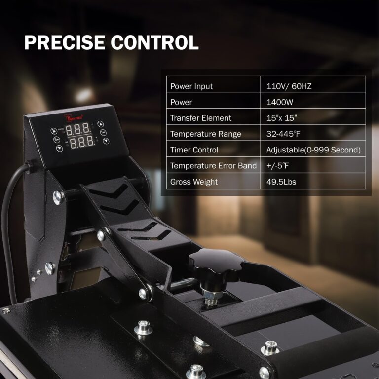 PowerPress Industrial-Quality Digital Sublimation Heat Press Machine for T Shirt, 15x15 Inch, Black - Image 5