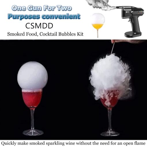 CSMDD Vapour Blaster Cocktail Bubble Smoke Gun, Smoke Gun Kit with 5-Flavor Aromas, USB Charging Bubble Gun for Professional Bar Mastery - Image 6