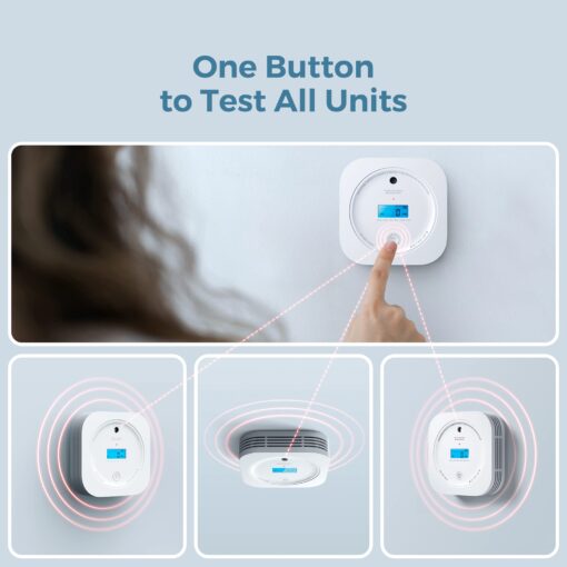 AEGISLINK Interlinked Smoke Carbon Monoxide Detector Combo, Smoke and CO Detector Battery Powered, Wireless Interconnected Smoke and CO Alarm, Digital Display, SC-RF200, 10-Pack - Image 3