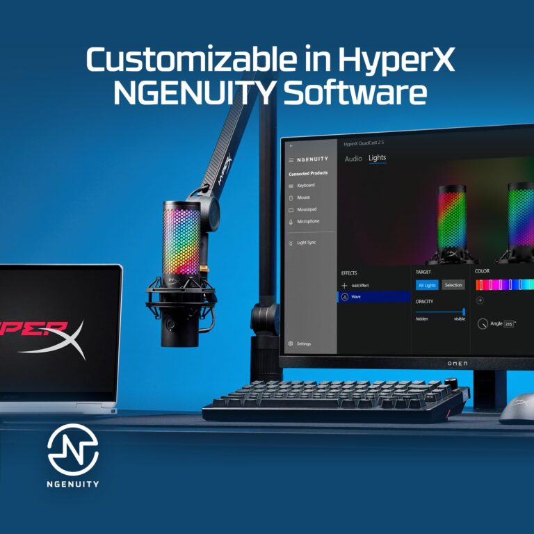 HyperX QuadCast 2 S – USB Microphone, with RGB Lighting, Streaming and Podcasting, with On-Board Controls, LED Lighting, Removable Shock Mount, PC, Mac, USB-C - Black - Image 3