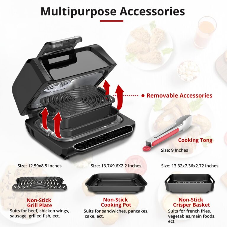 Electric Smokeless Indoor Grill & Air Fryer Combo, 7-in-1, Grill, Broil, Roast, Bake, Crisp, Dehydrate and More, with Non-Stick Plates Pot & Basket, 4QT, for 3-5 People - Image 3