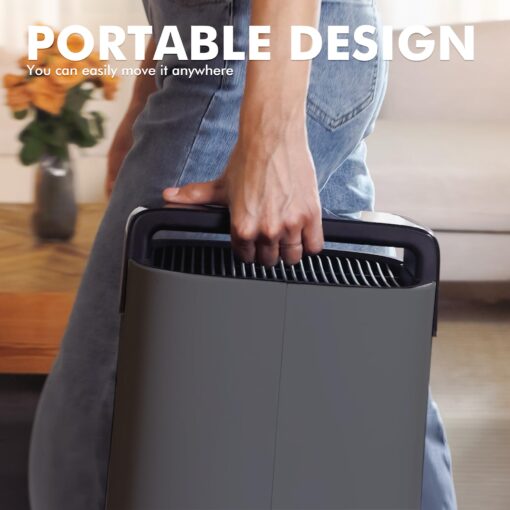 MORENTO Air Purifiers for Home Large Room Up to 2050 Ft² with PM 2.5 Air Quality Sensor, Smart WiFi and Sleep Mode, Hepa Filters Filter Airborne Particles, Handheld Home Air Purifier - Grey +1Pack - Image 2