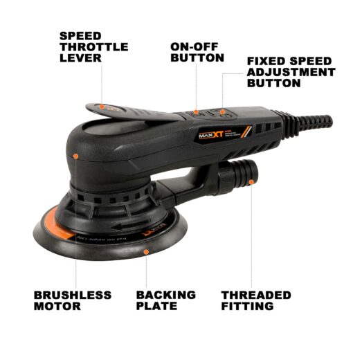 MAXXT Electric 5mm Random Orbital Sander, Palm Sander with Brushless Motor, 5&6Inch Sanding Pads, Central Vacuum, Sanders for Woodworking, Primary Wood and Panel Processing - Image 2