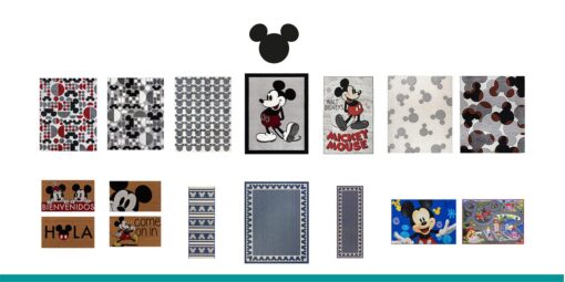 Gertmenian Disney Mickey Mouse Rug, Textured Floor Mat, Home Décor for Living Room, Dining Room Playroom Study Area, 5x7 Standard, Gray White Ivory Ear Icon, 34369 - Image 2