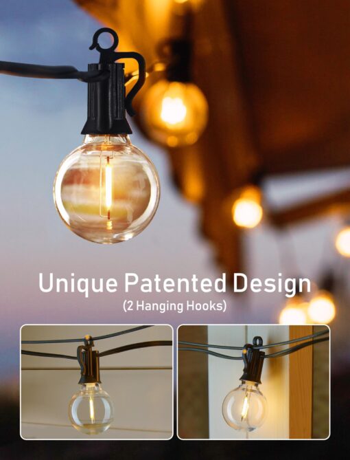 Brightown Led String Lights Outdoor 100Ft Waterproof G40 Patio Lights with 104(4 Spare) Led Shatterproof Bulbs, Led Globe Hanging Lights for Porch Bistro Balcony Backyard Decor, E12 Socket, 2200K - Image 6