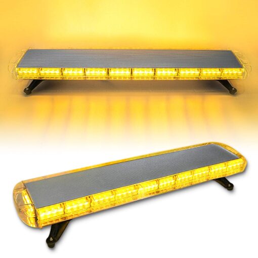 CUMART 47" 88 Amber Yellow LED Extreme Bright Intensity Construction Emergency Warning Strobe Light Bar Rooftop Low Profile Law Enforcement Hazard Flashing for Tow Truck Vehicle Universal