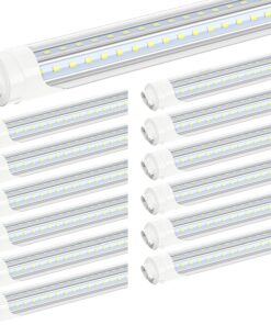 JESLED R17D/HO 8FT LED Bulbs - (12 Pack) Rotate V Shape, 5000K Daylight 72W, 7200LM, 110W Equivalent F96T12/DW/HO, Clear Cover, T8/T10/T12 Replacement, Dual-End Powered, Ballast Bypass