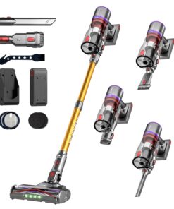 Cordless Vacuum Cleaner, 48Kpa 550W 65Mins Vacuum Cleaners for Home, Vacuum Cleaner with Wall Mount Charging, Anti-Tangle Stick Vacuum Self-Standing, Vacuum Cordless Rechargeable for Pet Hair/Carpet