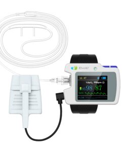 EMAY SleepO2 Pro - Wrist Pulse Oximeter with SpO2 & Flow Tracking Overnight | Wrist Sleep Oxygen Monitor for Blood Oxygen Levels & Flow Recording Continuously | Gets Overnight Report with ODI & AHI Data | Comes with PC Software