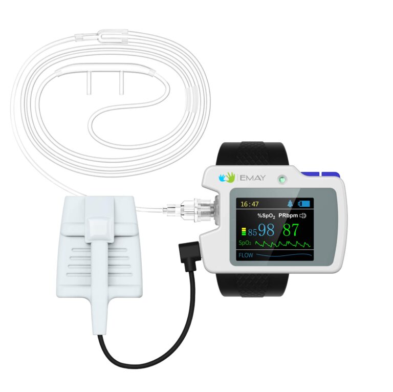 EMAY SleepO2 Pro - Wrist Pulse Oximeter with SpO2 & Flow Tracking Overnight | Wrist Sleep Oxygen Monitor for Blood Oxygen Levels & Flow Recording Continuously | Gets Overnight Report with ODI & AHI Data | Comes with PC Software