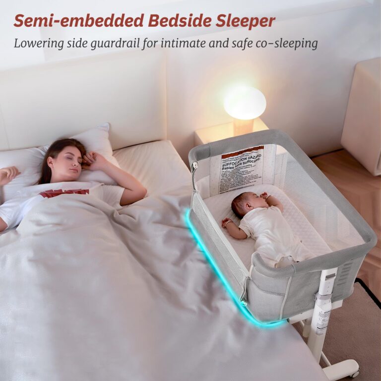 VaVaSoo Rocking Bassinet for Baby Automatic Bedside Crib Electric Baby Cradle 5 Heights Adjustable Bedside Sleeper for Infant Smart Auto Rocking Crib 3 in 1 Bassinet on Wheels, Light Grey - Image 6