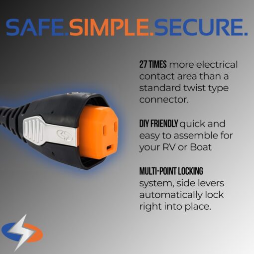 SmartPlug R30303 30 Amp Power Cord – 30' Locking Shore Power Cable, Weatherproof, Reverse Polarity Indicator, Secure Connection, Durable RV Accessories & Camper Essential for Safe Shore Power - Image 3