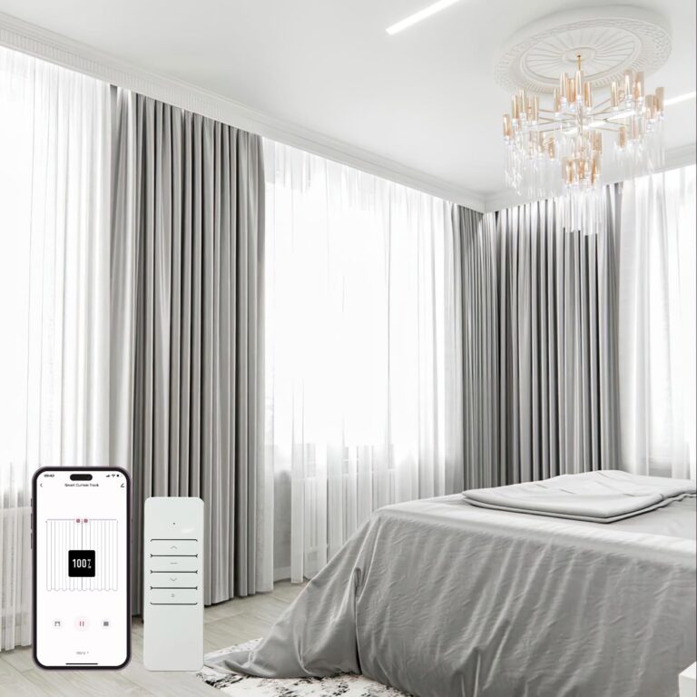 Osprey Smart Curtain Track, Motorized Curtain Rod, Adjustable Length, Remote Control & Automate App, Compatible with Alexa, Google, Ceiling and Wall Mounted
