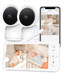 ARENTI 3MP Baby Monitor with 2 Cameras, 5-inch Split Screen Display, WiFi 6 Smartphone App, Night Vision, Cry Detection, Temp & Humidity Sensor, 2-Way Audio (D3 Set)