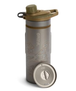 GRAYL GeoPress Titanium 24 oz Water Purifier Bottle with Cooking Lid - Filter for Hiking, Camping, Survival, Travel (Coyote Brown)