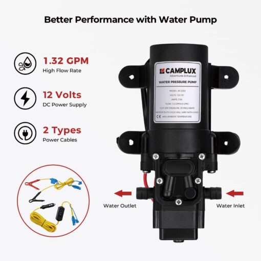 CAMPLUX 1.32 GPM Portable Outdoor Tankless Water Heater Propane Instant Hot Camping Shower Pump w/Freestanding Stand and Carry Bag, AY132GMax, Gray - Image 5