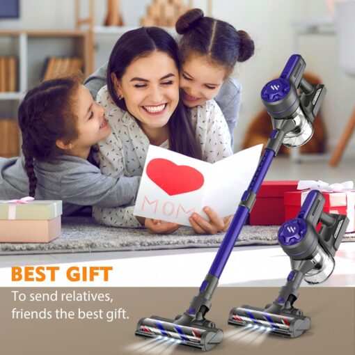 MBTTODF Cordless Vacuum Cleaner, Stick Vacuum with 2200mAh Powerful Lithium Batterie, Up to 30 Mins Runtime, 4 in 1 Lightweight Vacuum Cleaner for Home Hardwood Floors(Light Purple) - Image 2
