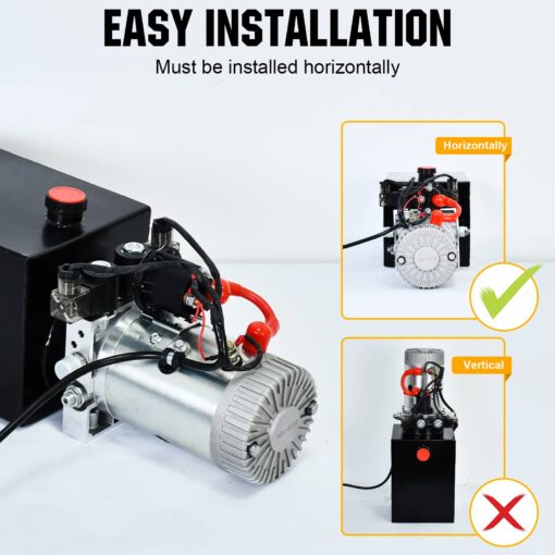 DC HOUSE Hydraulic Power Unit 15 Quart Double Acting Hydraulic Pump DC 12V Power Unit Metal Reservoir for Dump Trailer Car Lifting - Image 5