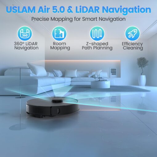 Robot Vacuum and Mop Combo, Self-Emptying, 60-Day Capacity, Schedule, 180mins Runtime, Home Mapping, Wi-Fi/App/Alexa/Remote, Robotic Vacuum Cleaner for Pet, Hard Floors, Carpet - Image 5