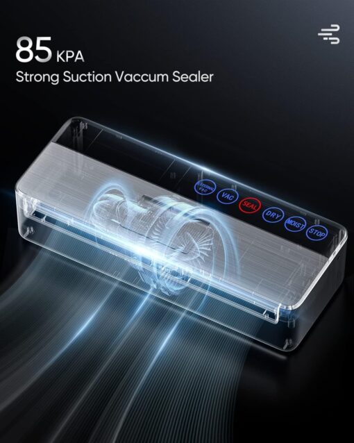 Vacuum Sealer Machine, Full Automatic Food Sealer (95Kpa), Vacuum Sealers Bags, Air Sealing System Dry, Moist Food Preservation Modes, Lab Tested, LED Indicator Lights - Image 5