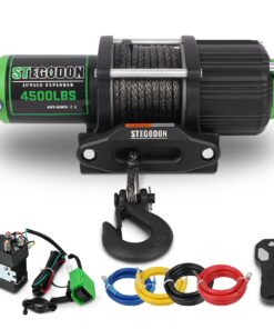 STEGODON Winch 4500 lb Winch ATV/UTV Winch 12V Waterproof Electric Winch Synthetic Rope Winch for ATV UTV Towing Trailer Winches with Wireless Remote,Wired Handle and Winch Mounting Plate