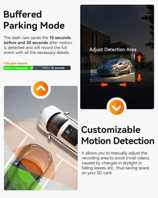 Vantrue N2X 2.7K Uber Dash Cam Front and Inside, 5G WiFi Dual Dash Camera for Car with HDR IR Night Vision, STARVIS 2, GPS, 2.5K/60FPS, LTE Support, 24/7 Parking Mode, Voice Control, Support 512GB Max - Image 6