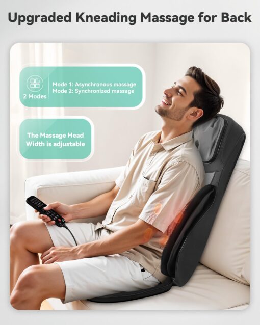 Snailax Shiatsu Neck and Back Massager with Heat, Upgraded Massage Chiar Pad with Compression, Vibration, Chair Seat Massager for Home, Office, Gifts for Men, Women - Image 7