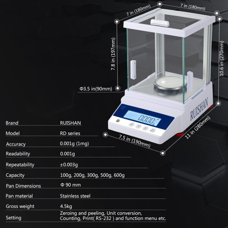 RUISHAN 300g x 1mg Lab Analytical Balance Scale | 0.001g High Accuracy Electronic Scientific Scale Jewelry Gold Scale .001 Digital Gram Weighs Scale Centigram Scale, Calibrated Scale, Chemistry Scale - Image 7