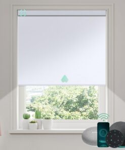 Yoolax Motorized Blinds with Remote, Smart Blinds for Windows Blackout Automatic Shades Work with Alexa Remote Control Roller Window Shades with Valance, Custom Size (Fabric-White)