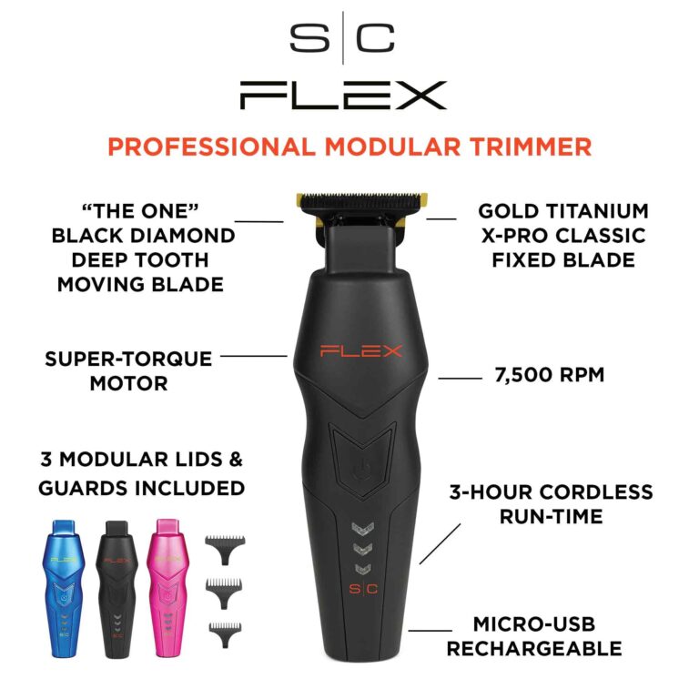 Stylecraft Flex Professional Modular Super-Torque Motor Cordless Hair Trimmer with 3 Modular Body Lids - Image 6