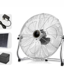 HSPLXYT 12" Portable Solar Rechargeable Floor Fan, 8000mAH battery capacity Solar Panel Powered Battery Operated Fan Portable Fan Table Fan for Fishing, Camping, Bedroom, Workplace (Color : White)