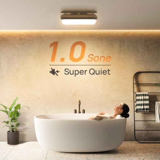 Consciot Bathroom Exhaust Fan with Light, 110/160 CFM Adjustable, 1.0 Sone, suitable for square mounting hole 11.39 x 10.42 inches, 1500lm LED Light 3000K/4000K/5000K Selectable & 2700K Nightlight - Image 7