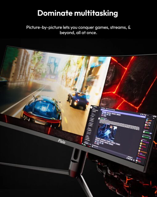 Pixio PXC348C Neo 34 inch 180Hz Refresh Rate UWQHD 1440p Ultrawide Resolution 1000R Curve Fast VA Panel 1ms Response Time USB-C Displayport 65W Charging AMD FreeSync Premium HDR Curved Gaming Monitor - Image 3