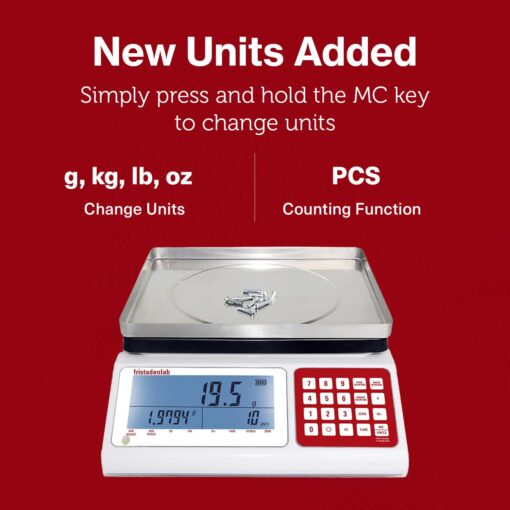 Fristaden Lab Counting Scale | 30 kg x 0.5 g | Industrial Counting Scale for Small Parts | USA Company | Units: g, lbs, oz, kg - Image 5