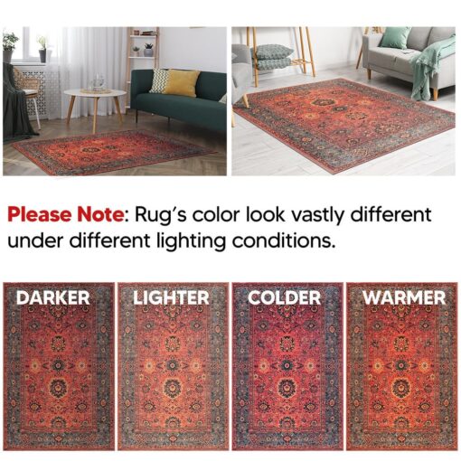 Keen Home Design 8x10 Rug - Machine Washable Area Rug with Non-Slip Backing, Ideal for Living Room, Dining Room, Bedroom - Vintage, Easy Clean, Durable, Low Pile Rug - (8' x 10') - Image 5