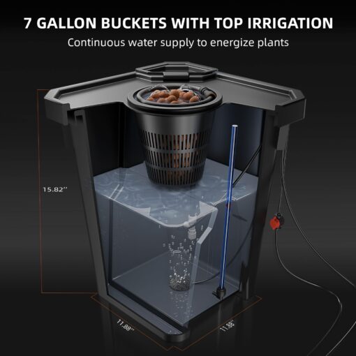 Spider Farmer DWC Hydroponics Grow System with 7-Gallon Deep Water Culture, New Triangular Cover Design, Recirculating Drip Garden System with Top Drip Kit, 15W Air Pump, 4 Buckets - Image 7
