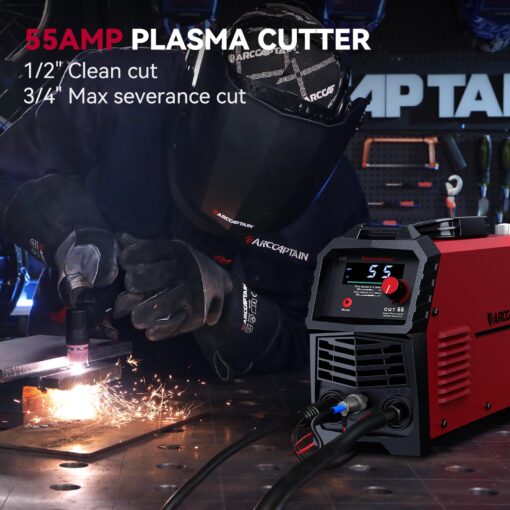ARCCAPTAIN 55A Plasma Cutter, Large LED Display, Non-Touch Pilot ARC Plasma Cutting Machine, 110/220V Dual Voltage IGBT Inverter, 1/2" Clean Cut, Post Flow, 2T/4T, for Beginners DIY - Image 8