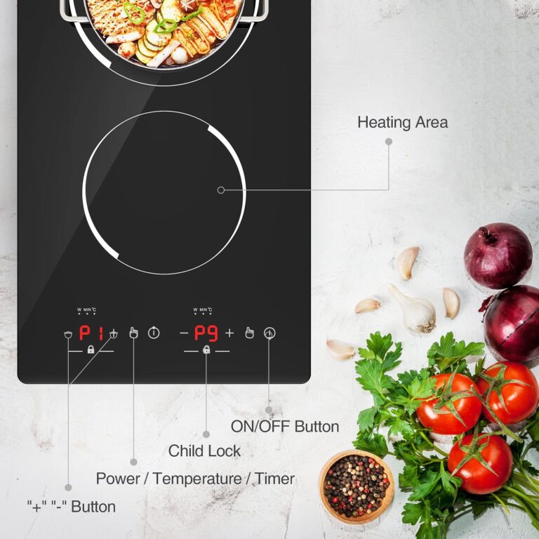 GIHETKUT Double Induction Cooktop, 110V Electric Cooktop 2300W Electric Stove Top with 2 Burner Independent Control, Ultrathin Body, 9 Temperature, Multiple Power Levels, 2 Hour Timer, Safety Lock - Image 2