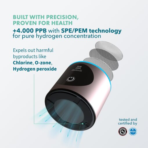 Hydrogen Water Bottle Generator - Up to 4100+ PPB Concentration - SPE/PEM Technology - Certified H2 Generator - Portable Athletic Performance & Hydration System - 6-Hour Hydrogen Retention (Pink) - Image 6