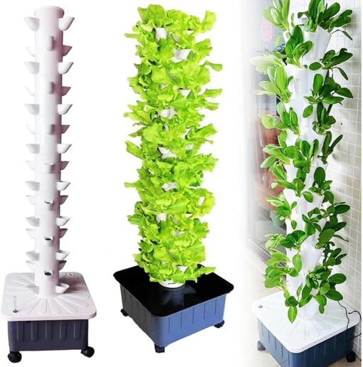 AMNOOL 45-Hole hydroponic Planting Tower Hydroponic Tower Planting Points Indoor Vertical Gardening Greenhouse Farm hydroponic Planting kit