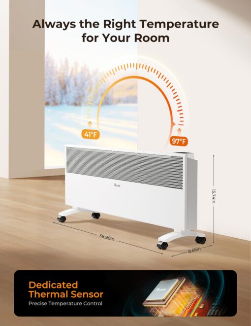 Reekie Convection Panel Space Heater for Indoor Use, 1500W Electric Mica Infrared Heater with Smart Thermostat, Wifi App Remote Control, Portable Standing Wall Mount Heater for Bedroom Work with Alexa - Image 5